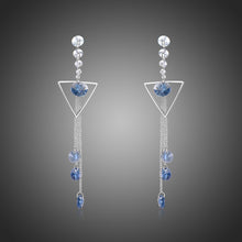 Load image into Gallery viewer, Geometric Blue Long Drop Earrings -KPE0374 - KHAISTA Fashion Jewellery
