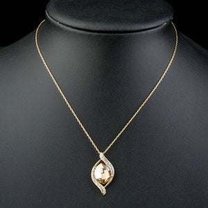 Geometric Champagne Crystal Pendant Necklace - KHAISTA Fashion Jewellery