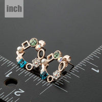 geometric circle crystal stud earrings detail view by KHAISTA
