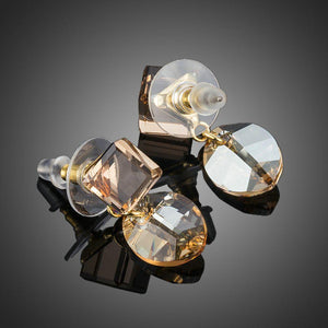 Geometric Crystal Drop Earrings - KHAISTA Fashion Jewellery