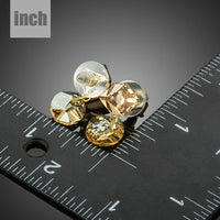 geometric crystal drop earrings detail view by KHAISTA