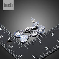 geometric CZ earrings detail view by KHAISTA