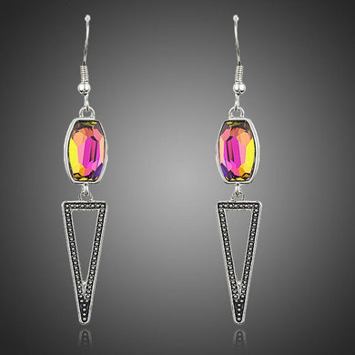 Geometric Design Crystal Drop Earrings - KHAISTA Fashion Jewellery