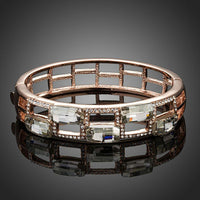 KHAISTA geometric designer crystal bangle on white background