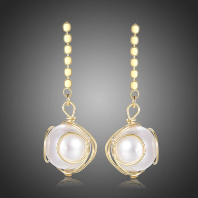 Geometric Pearl Drop Earrings -KFJE0408 - KHAISTA1