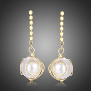 Geometric Pearl Drop Earrings -KFJE0408 - KHAISTA1