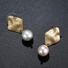 Load image into Gallery viewer, Geometric Pearl Water Drop Dangle Earrings -KFJE0420 - KHAISTA3
