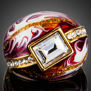 Geometric Red Oil Painting Ring - KHAISTA Fashion Jewellery