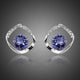 Geometric Sea Blue Crystal Stud Earrings