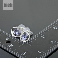 geometric sea blue crystal stud earrings detail view by KHAISTA