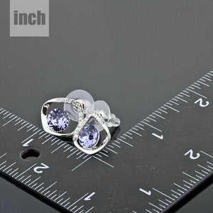 Geometric Sea Blue Crystal Stud Earrings - KHAISTA Fashion Jewellery