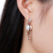 Load image into Gallery viewer, Geometric Shape Shiny Big Pearl Clear Rhinestone Dangle Earrings - KHAISTA Fashion Jewellery
