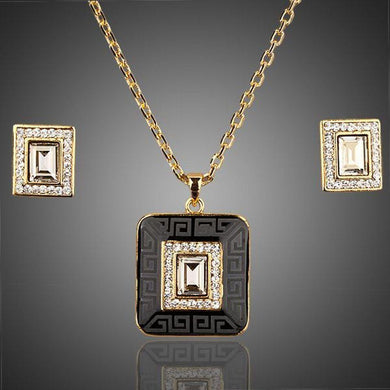 Geometrical Hoop Earrings and Pendant Necklace Set - KHAISTA Fashion Jewellery