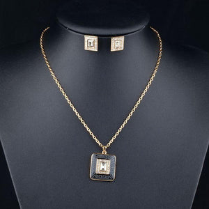 Geometrical Hoop Earrings and Pendant Necklace Set - KHAISTA Fashion Jewellery