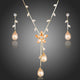 Gold Pearl and Cubic Zirconia Necklace and Earrings Set