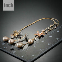 Gold pearl CZ necklace detail by Khaista