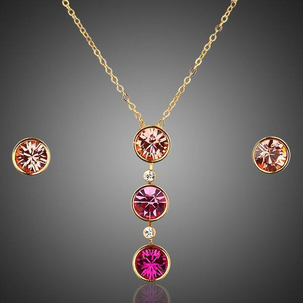 Khaista gold Stellux crystal hoop earrings necklace set