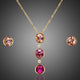 Gold Round Stellux Austrian Crystal Hoop Earrings and Necklace Set