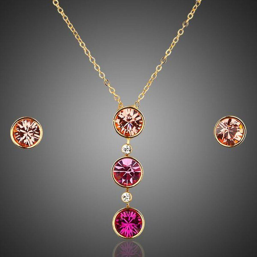 Khaista gold Stellux crystal hoop earrings necklace set