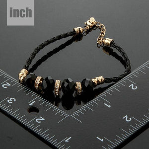 Gold Plated Black Crystal Charm Bracelet - KHAISTA Fashion Jewellery