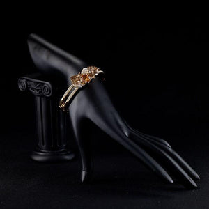Gold Plated Caramel Crystal Bangle - KHAISTA Fashion Jewellery