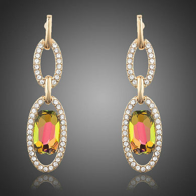 Gold Plated Chain Circles Drop Earrings - KHAISTA Fashion Jewellery