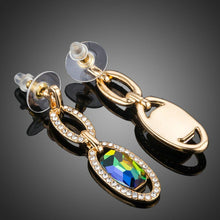 Load image into Gallery viewer, Gold Plated Chain Circles Drop Earrings - KHAISTA Fashion Jewellery
