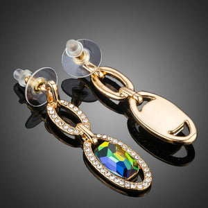 Gold Plated Chain Circles Drop Earrings - KHAISTA Fashion Jewellery