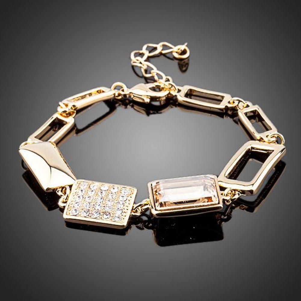 Gold Plated Champagne Crystal Bracelet - KHAISTA Fashion Jewellery
