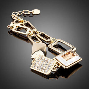 Gold Plated Champagne Crystal Bracelet - KHAISTA Fashion Jewellery
