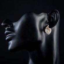 Load image into Gallery viewer, Gold Plated Crystal Light Peach Heart Earrings - KHAISTA Fashion Jewellery
