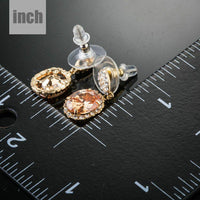 gold plated caramel CZ drop earrings detail view by KHAISTA