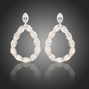 Gold Plated Cubic Zirconia Chain Drop Earrings - KHAISTA Fashion Jewellery