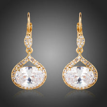 Load image into Gallery viewer, Gold Plated Cubic Zirconia Love Drop Earrings - KHAISTA Fashion Jewellery
