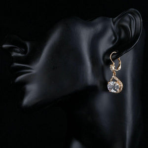 Gold Plated Cubic Zirconia Love Drop Earrings - KHAISTA Fashion Jewellery