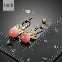 gold plated gradient pink drop earrings detail view by KHAISTA