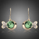 Gold Plated Green Crystal Fish Drop Earrings