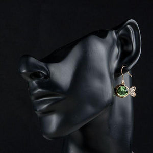 Gold Plated Green Crystal Fish Drop Earrings - KHAISTA Fashion Jewellery