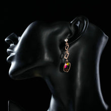 Load image into Gallery viewer, Gold Plated Lamé Curved Crystal Drop Earrings - KHAISTA Fashion Jewellery
