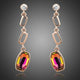 Gold Plated Curved Crystal Drop Earrings
