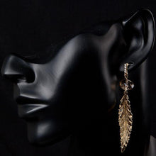 Load image into Gallery viewer, Gold Plated Leaf Drop Earrings - KHAISTA Fashion Jewellery

