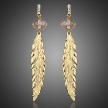 Load image into Gallery viewer, Gold Plated Leaf Drop Earrings - KHAISTA Fashion Jewellery
