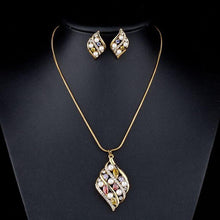 Load image into Gallery viewer, Gold Plated Multi Color Crystal Stud Earrings &amp; Pendant Set - KHAISTA Fashion Jewellery
