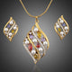 Gold Plated Multicolour Crystal Stud Earrings and Pendant Set