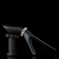 gold plated multicolour crystal bead bracelet detail view by KHAISTA