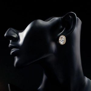 Gold Plated Oval Stud Earrings - KHAISTA Fashion Jewellery