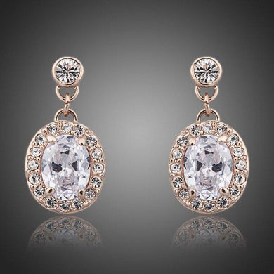 Gold Plated Prolate Crystal Drop Earrings - KHAISTA Fashion Jewellery