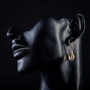 Gold Plated Raindrop Crystal Drop Earrings - KHAISTA Fashion Jewellery