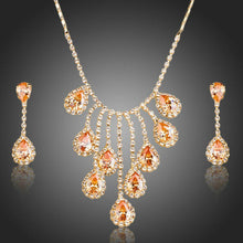 Load image into Gallery viewer, Gold Plated Red Crystals Waterdrop Jewelry Set - KHAISTA Fashion Jewellery

