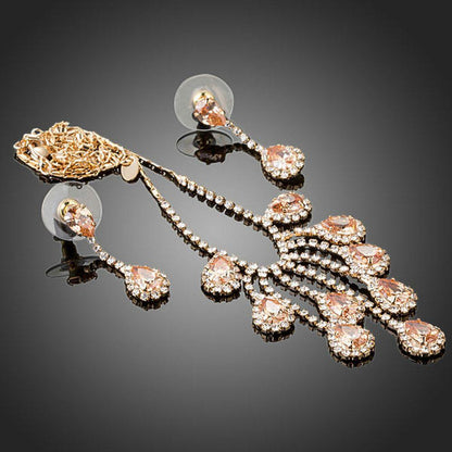 khaista gold plated red crystals waterdrop jewelry set mjg0150 image 2